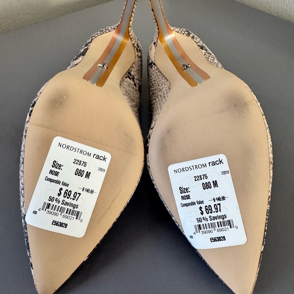 Sam Edelman Black and Cream Snake Print Heels - Picture 4 of 4